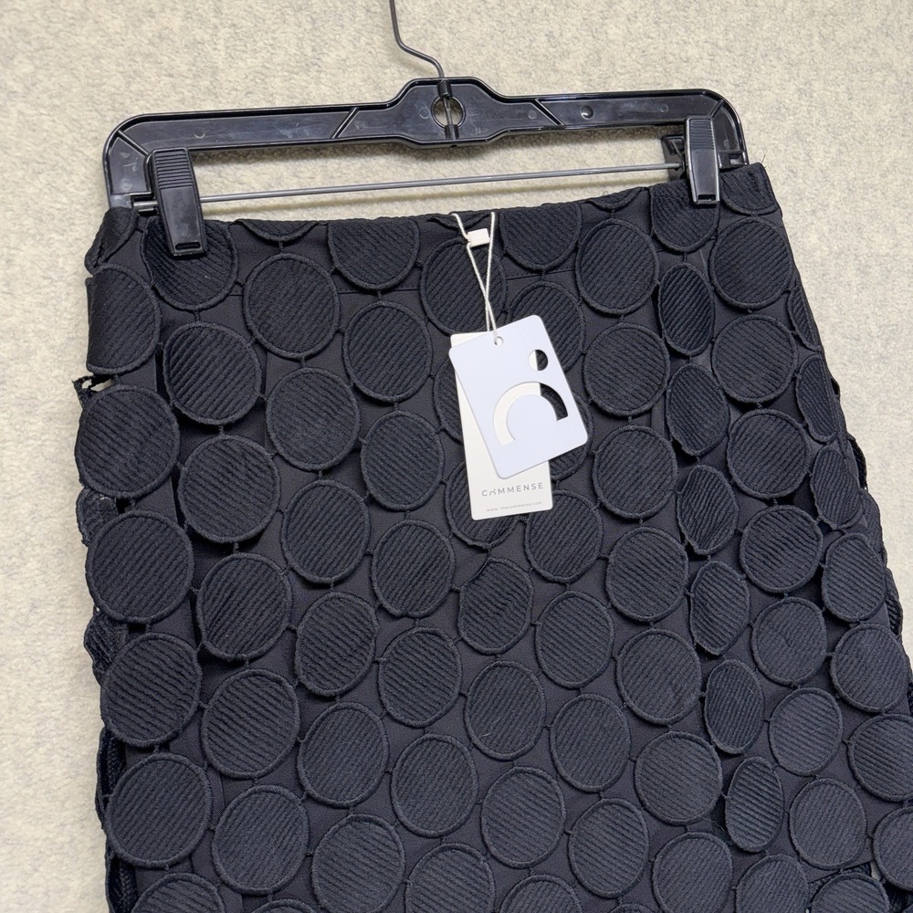 Commense Textured Circle Midi Skirt Women's Small Black Statement Overlay NWT - Picture 2 of 12